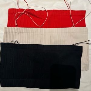 Set of 3 Ribbed Bandeau Bralette (L)